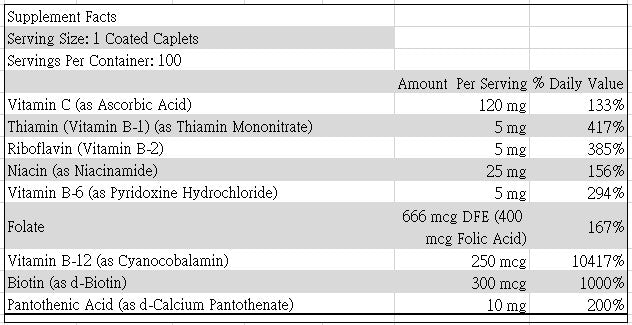 Sundance - 維他命B雜 + 維他命C 100粒素食膠囊-產品圖片 3