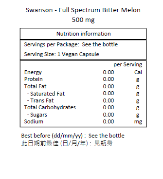 SWANSON 全譜苦瓜萃取物 500毫克 60粒素食膠囊-產品圖片 2