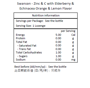 SWANSON 鋅和維他命C 含接骨木莓&紫錐菊 橙和檸檬味 60粒-產品圖片 2