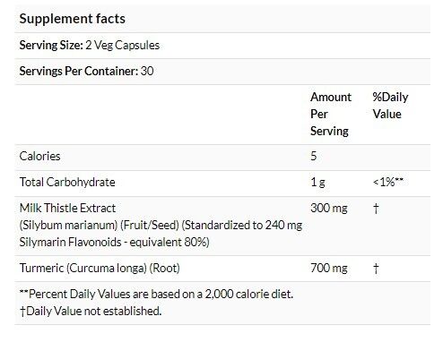 NOW Foods 水飛薊提取物 含薑黃 150 毫克 - 60 粒素食膠囊-產品圖片 3