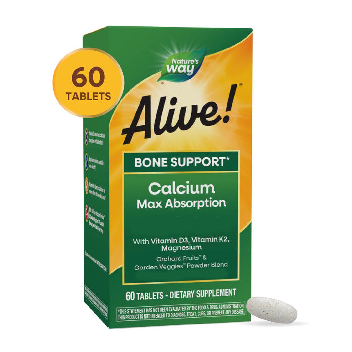 Nature's Way Alive! 健康骨骼鈣精華 特大吸收 60 片 #15838-產品圖片 3