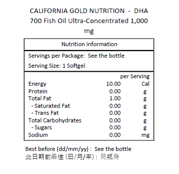 CALIFORNIA GOLD NUTRITION DHA 700 魚油超濃縮 1000 毫克 30粒魚明膠軟膠囊-產品圖片 2