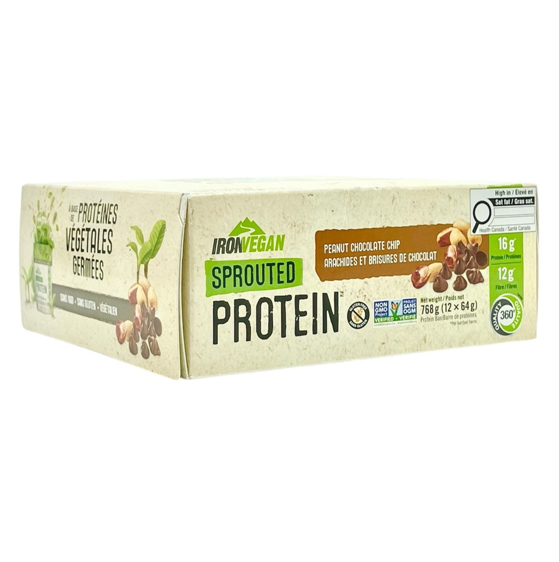 IRONVEGAN 無麩質有機催芽蛋白能量棒- 花生朱古力味 12 x 64克