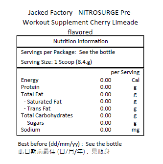 Jacked Factory NITROSURGE 鍛鍊前補充劑 櫻桃檸檬水味 ( 252 克)-產品圖片 2