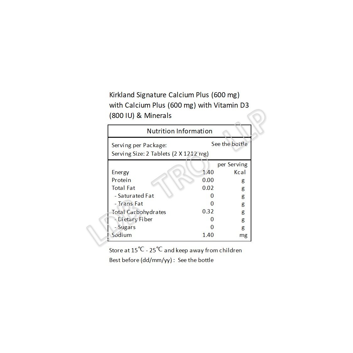 Kirkland Signature 健骨高濃鈣 (600 毫克) + 維他命 D3 (800 IU) 及礦物質 500 粒
