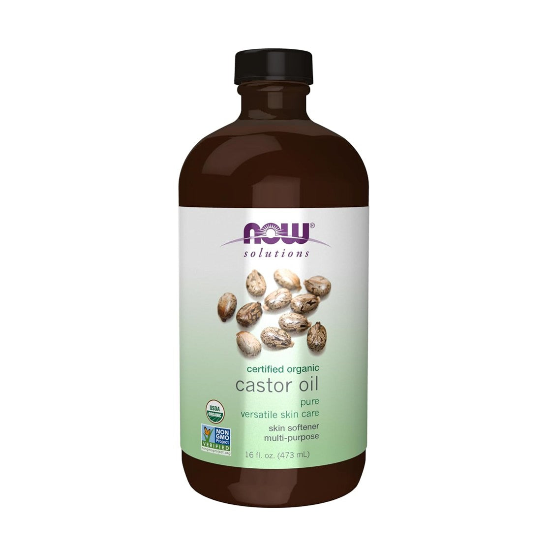 NOW Foods Solutions 有機蓖麻油 純淨多用途護膚柔膚水 16盎司 473毫升