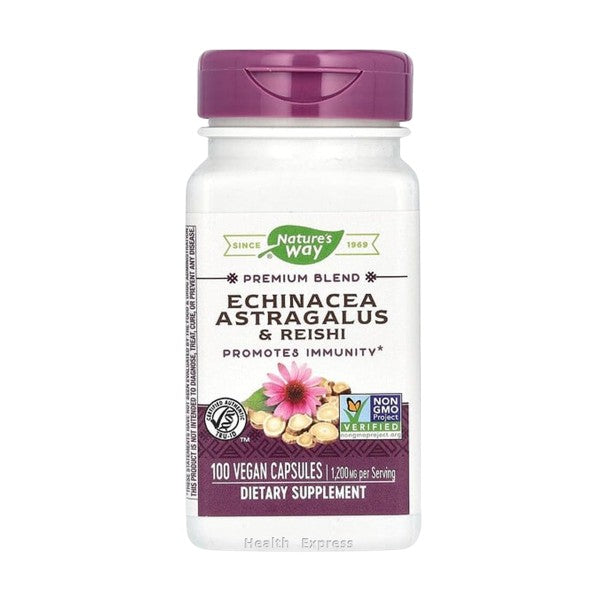 Nature's Way Echinacea & Astragalus, 100 Vegetarian Capsules (1,200 mg per 3 capsules)