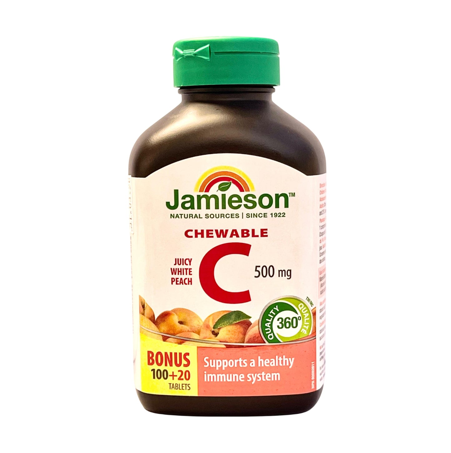 Jamieson 維他命 C 咀嚼片 (500 毫克) 香桃味 加量裝 120 粒