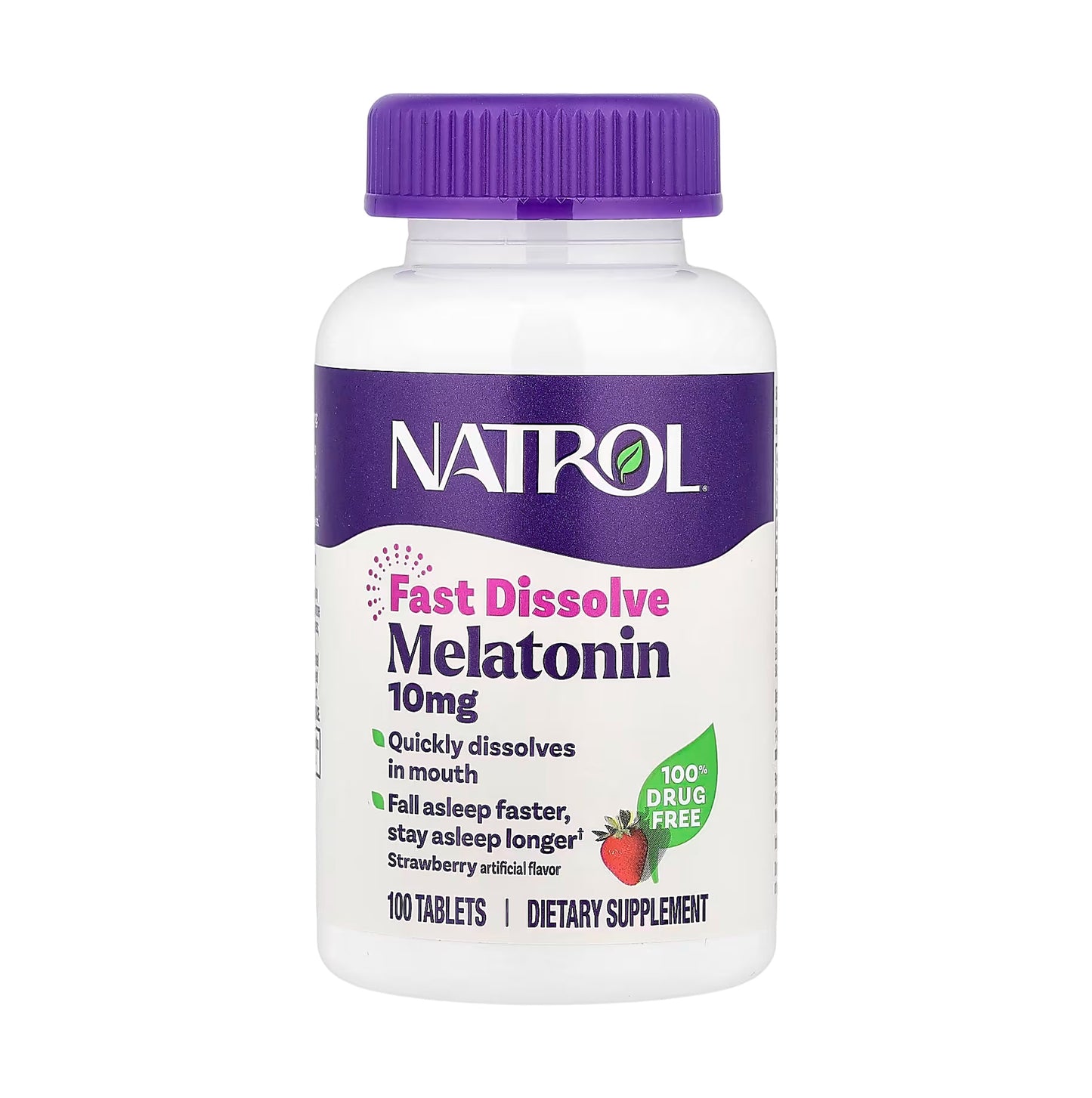 NATROL 甜睡褪黑素快速溶解 10 毫克 100 片士多啤梨味 (包裝隨機提供)