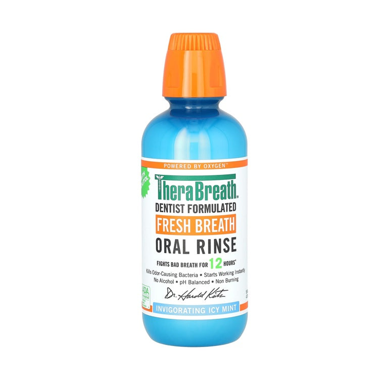TheraBreath Dentist Formulated Fresh Breath Oral Rinse Icy Mint 16 fl oz (1 pt.) 473 mL