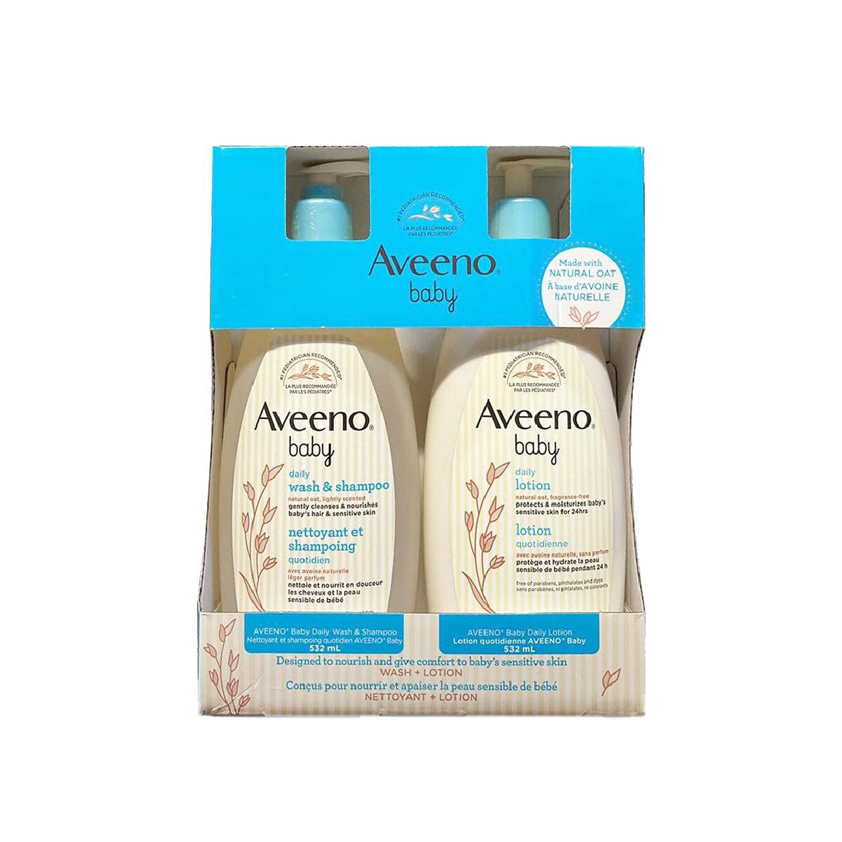 Aveeno 天然燕麥配方二合一洗髮沐浴露 + 潤膚露套裝 532毫升