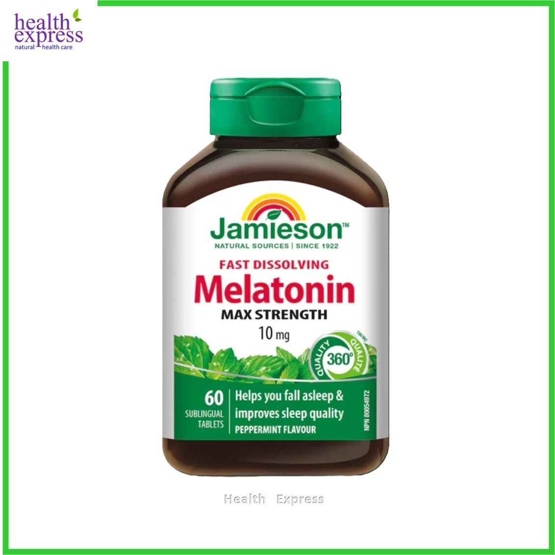 Jamieson 特強速溶甜睡褪黑激素 (10 毫克) 薄荷味 (包裝隨機提供)
