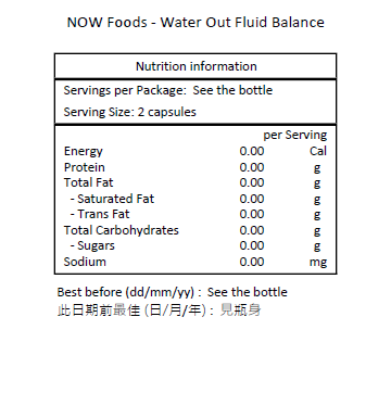 NOW Foods Water Out™ 體液平衡 100粒素食膠囊-產品圖片 2