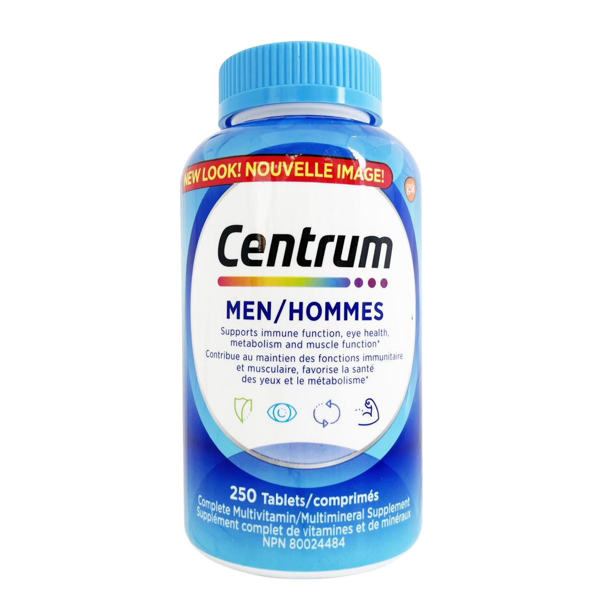 Centrum 男士全效多種維他命及礦物質 (超大加量裝,加拿大版) 250 粒裝 (兩種包裝將隨機提供)