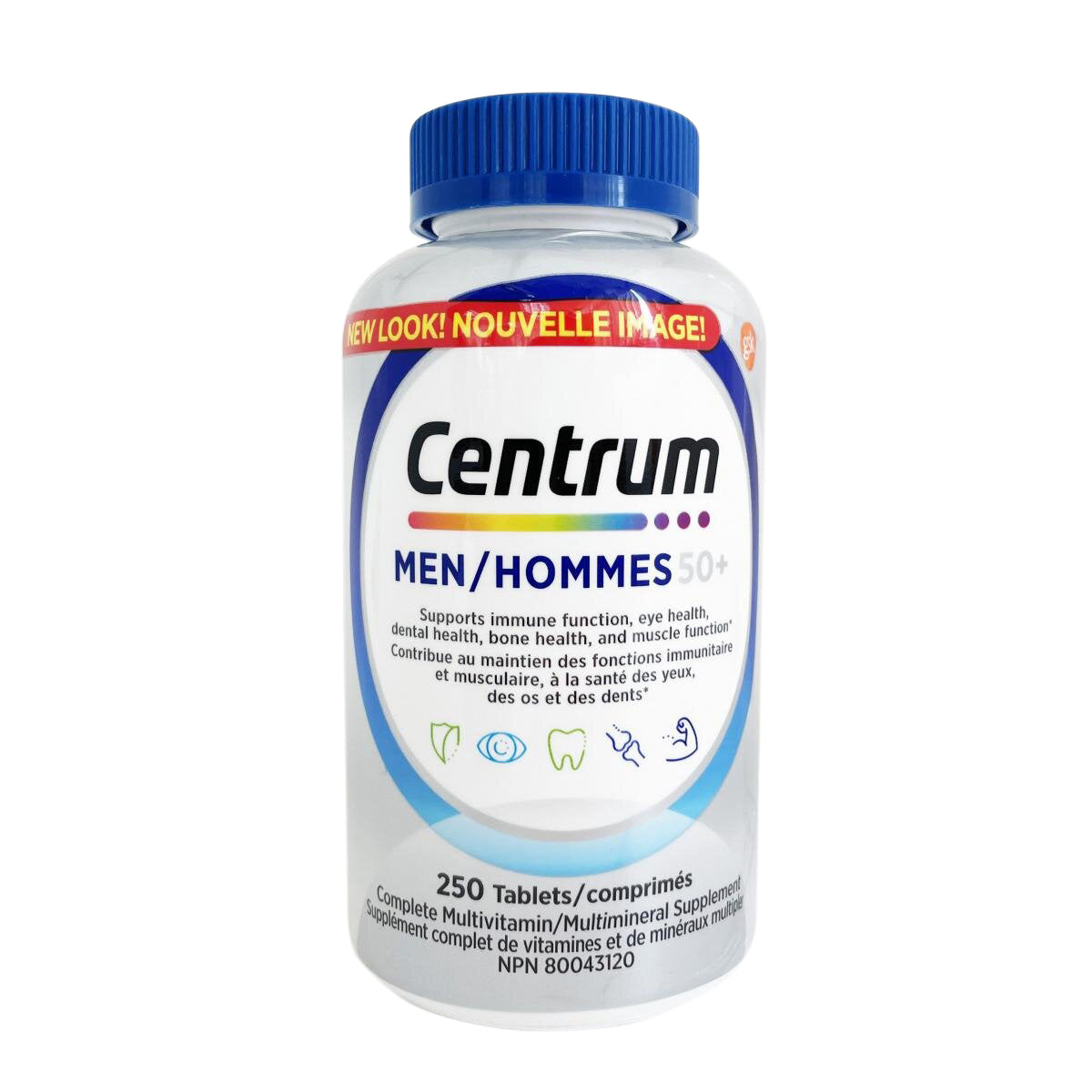 Centrum 男士 50+ 全效多種維他命及礦物質 (超大加量裝,加拿大版) 250 粒裝 (包裝將隨機提供)