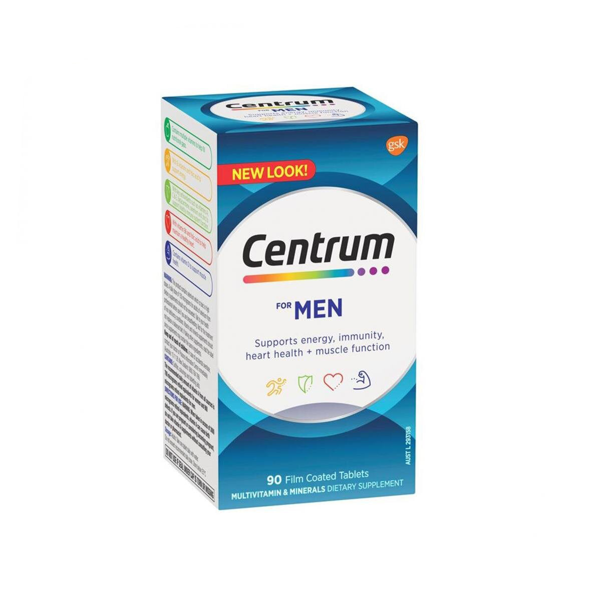 Centrum 男士全效多種維他命及礦物質 (多 50 %加量裝) 90 粒 (兩種包裝將隨機提供)