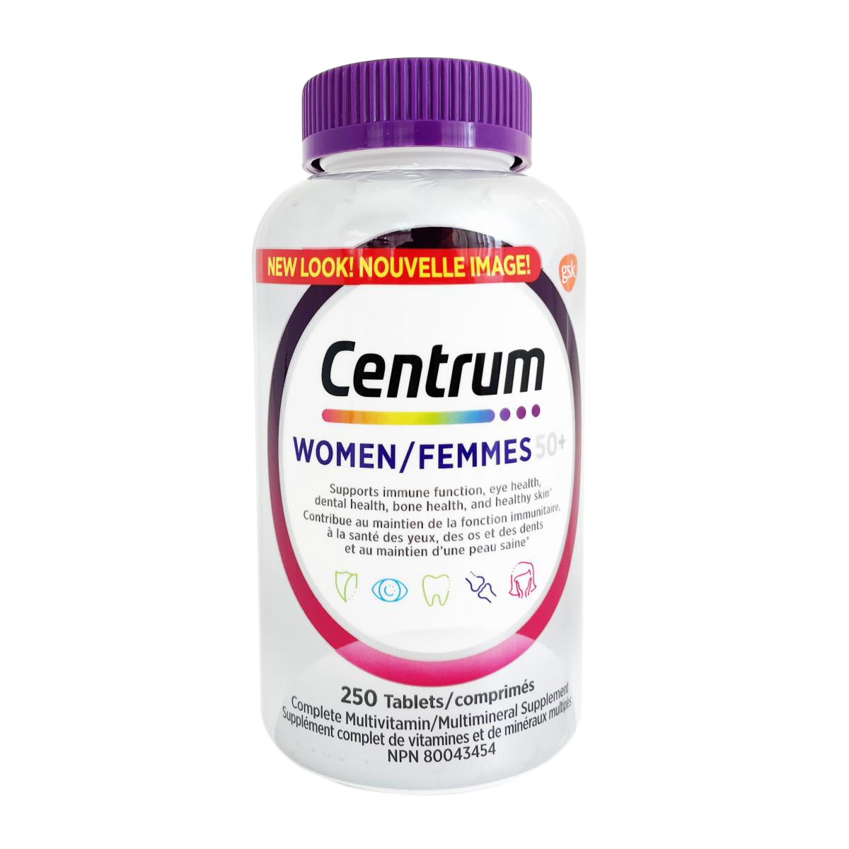 Centrum 女士 50+ 全效多種維他命及礦物質 (超大加量裝,加拿大版) 250 粒 (兩款包裝隨機提供)