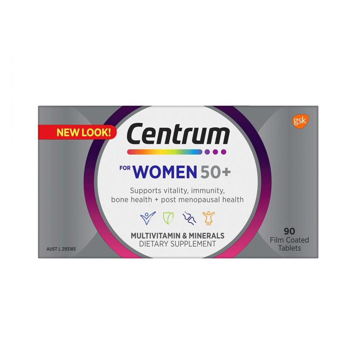 Centrum 女士 50+ 全效多種維他命及礦物質 90 粒 (兩種包裝將隨機提供)
