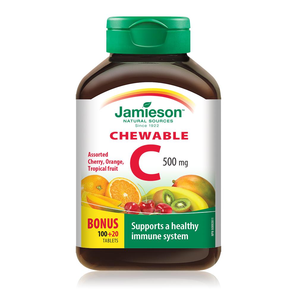 Jamieson 維他命 C 咀嚼片 (500 毫克) 雜果味 120 粒