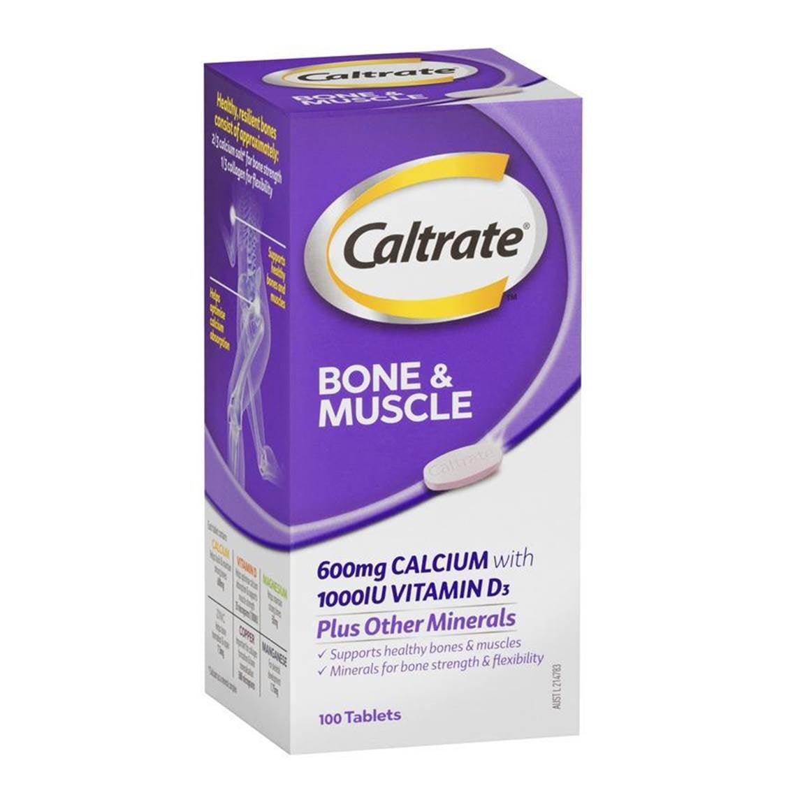 Caltrate 健肌骼配方 鈣 600 + 維他命 D 1000IU (添加礦物質) 100 粒