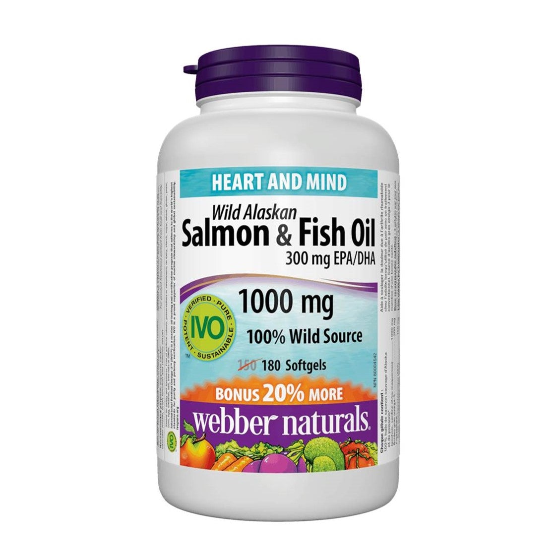 webber-naturals-wild-alaskan-salmon-and-fish-oil-1000mg-180softgels 野生阿拉斯加三文魚魚油 (1000 毫克) 加量裝 180 粒