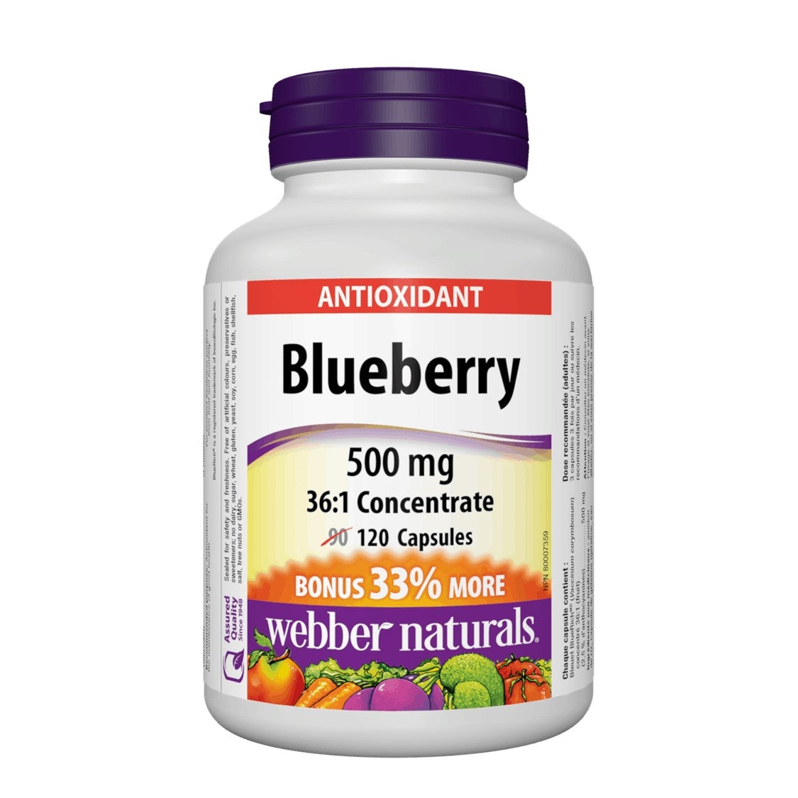 webber-naturals-blueberry-36-1-concentrate-500mg-bonus-size-33more-120capsules 明目抗衰老濃縮藍莓精華 36 : 1 (500 毫克) 加量裝 (多 33 %) 120 粒