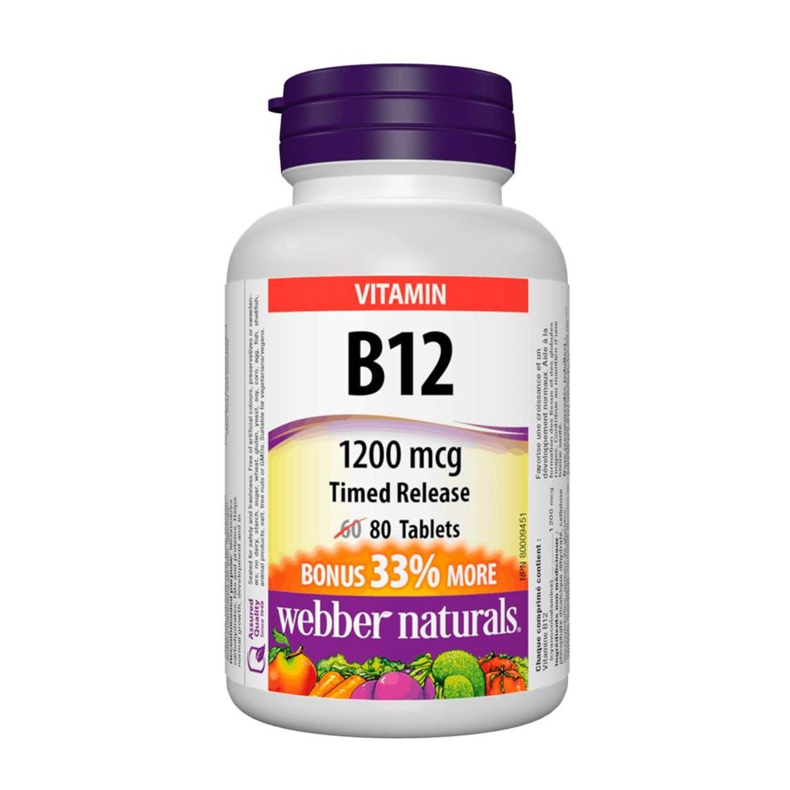 webber-naturals-vitamin-b12-time-release-1200mcg-80tablets Webber Naturals 長效維他命 B12 (1200 微克) 80 粒
