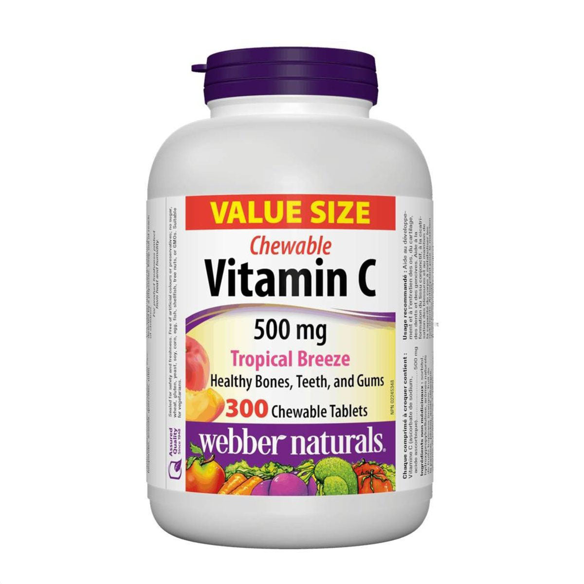 Webber Naturals 維他命 C (500 毫克) 咀嚼片 熱帶水果味 300 粒