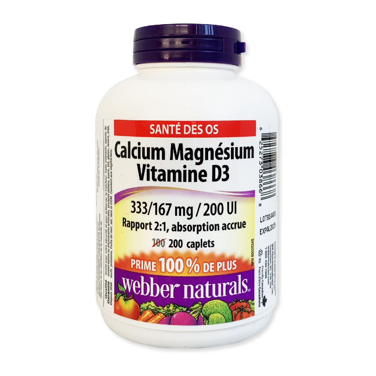 Webber Naturals 鈣鎂 + 維他命D3 200 粒
