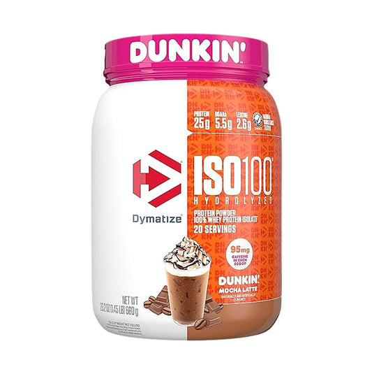 Dymatize x Dunkin ISO100 水解100%分離乳清蛋白粉 摩卡拿鐵味 1.45 磅 ( 660 克)