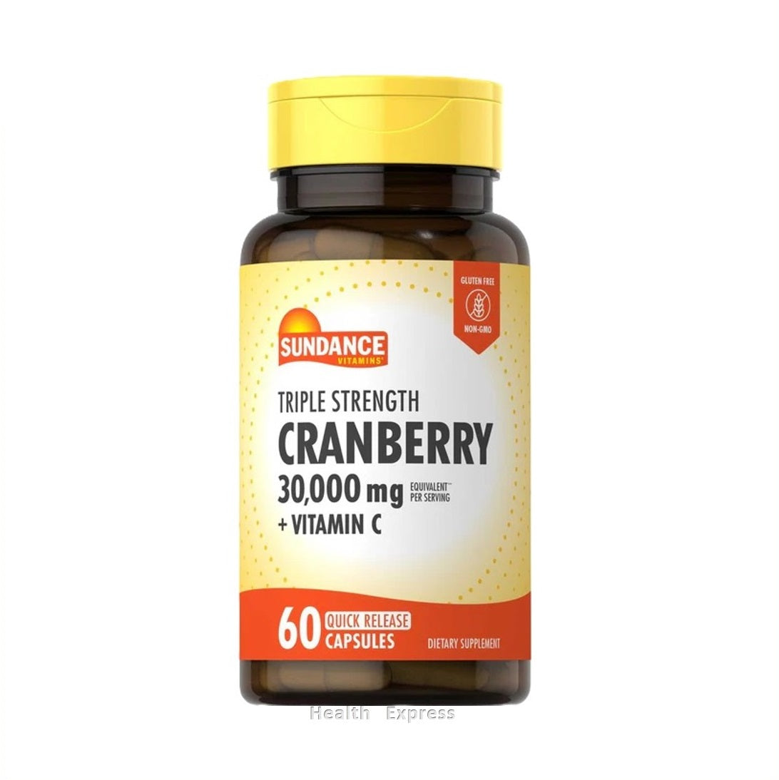 Sundance - 三倍強效蔓越莓 30,000毫克 + 維他命C 60粒速效膠囊 [原裝平行進口]
