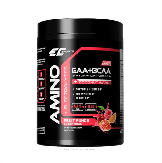 EC SPORTS - Amino Acids Powder + Electrolytes, EAA + BCAA Fruit Punch Flavor 396g