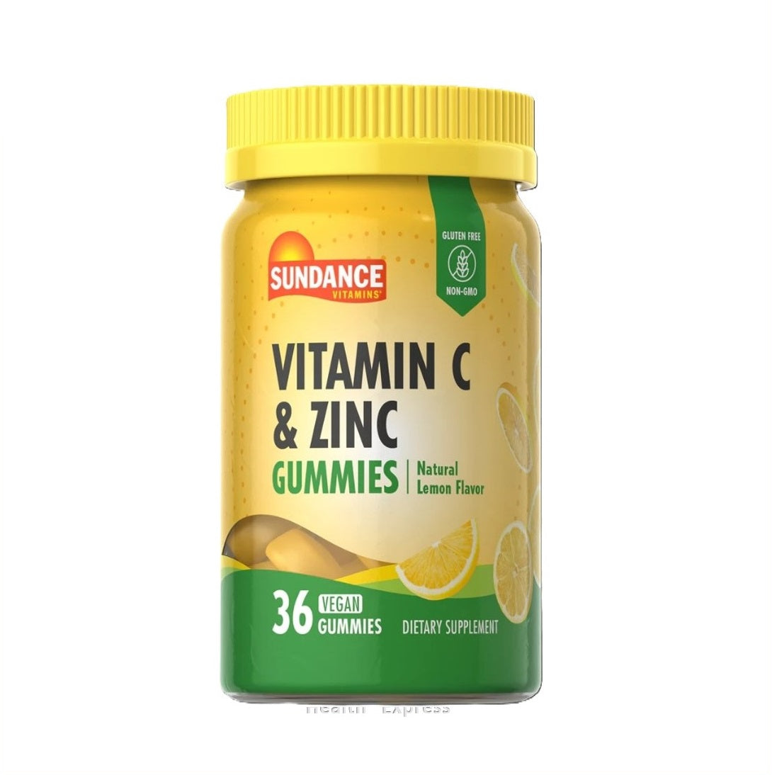Sundance - 維生素C及鋅軟糖 天然檸檬味 36粒素食軟糖 [原裝平行進口]
