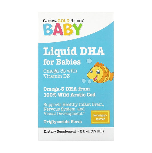 CALIFORNIA GOLD NUTRITION 嬰兒液體 DHA Omega-3 和 維他命 D3 2 盎司 (59 毫升)