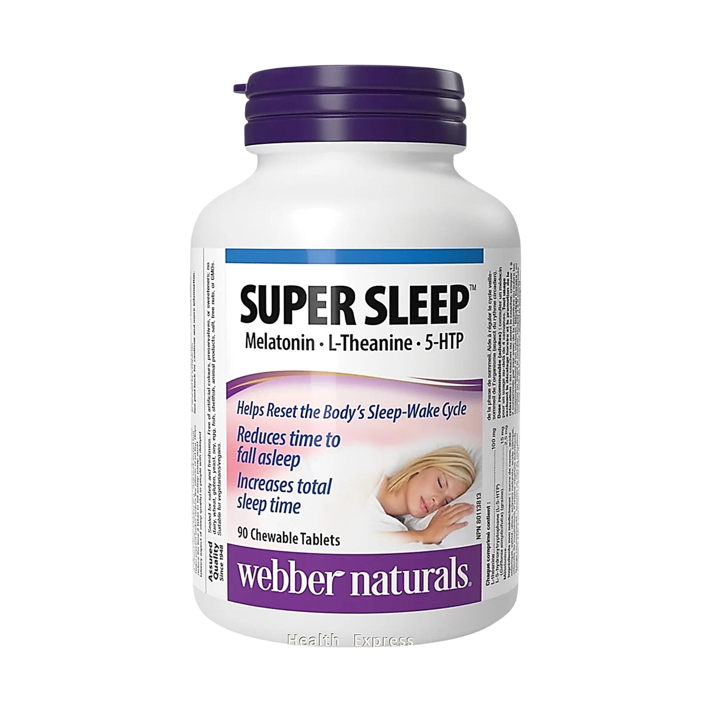 Webber Naturals 超級甜睡精華配方 90 粒(包裝隨機提供) [平行進口] 含褪黑素放鬆調節生理時鐘