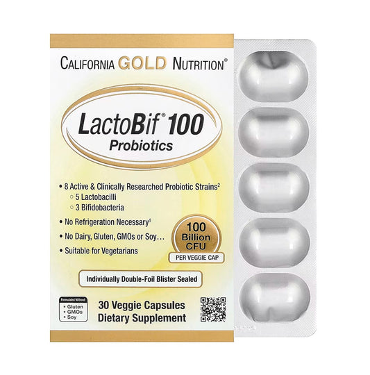 CALIFORNIA GOLD NUTRITION LactoBif® 100 益生菌 1000 億 CFU 30 粒素食膠囊