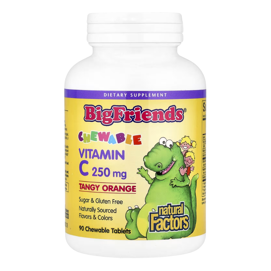 Natural Factors-BigFriends系列兒童維他命C咀嚼片 250mg 香橙味 90片 [香港行貨]