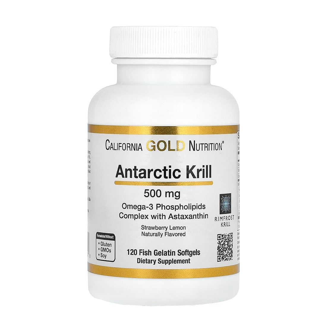 CALIFORNIA GOLD NUTRITION 南極磷蝦和 Omega-3 + 蝦紅素 草莓和檸檬天然口味 500 毫克 120粒魚明膠軟膠囊 [平行進口]