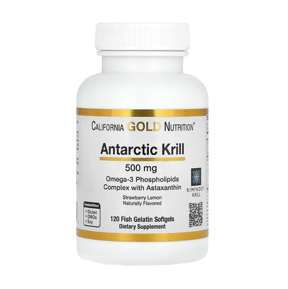CALIFORNIA GOLD NUTRITION 南極磷蝦和 Omega-3 + 蝦紅素 草莓和檸檬天然口味 500 毫克 120粒魚明膠軟膠囊 [平行進口]
