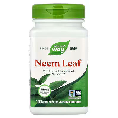 Nature's Way 印楝葉 100 粒全素膠囊（每 2 粒膠囊 950 毫克）#15120 (包裝隨機提供)