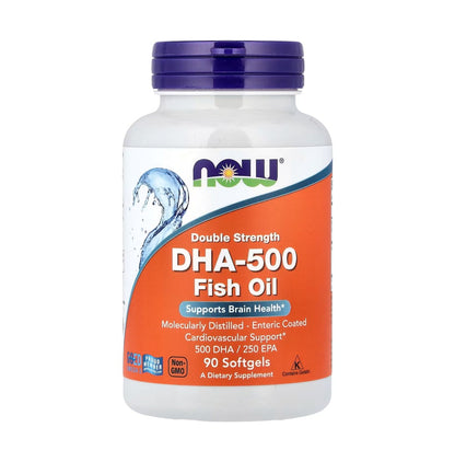 NOW Foods 雙倍效果 DHA-500 魚油 90 粒軟膠囊 [香港行貨]