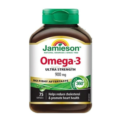 Jamieson 金裝三倍強效奧米加 omega-3 (900 毫克) 75 粒(包裝隨機提供)[平行進口] 此日期前最佳:2025年06月30日