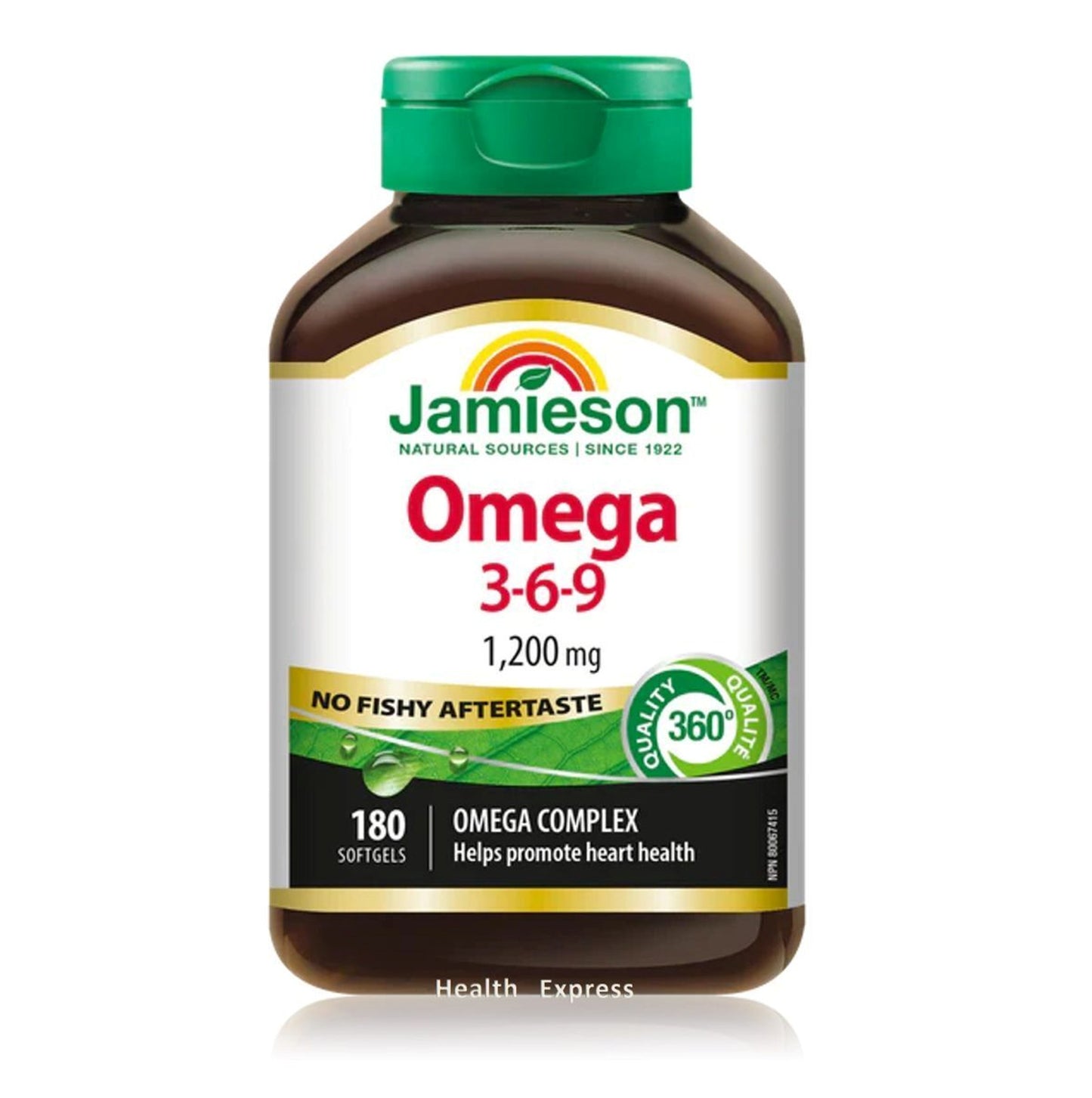 Jamieson 金裝特強健心奧米加 3-6-9 (1200 毫克) 180 粒 (包裝隨機提供) [平行進口]