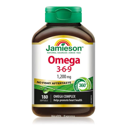 Jamieson 金裝特強健心奧米加 3-6-9 (1200 毫克) 180 粒 (包裝隨機提供) [平行進口]