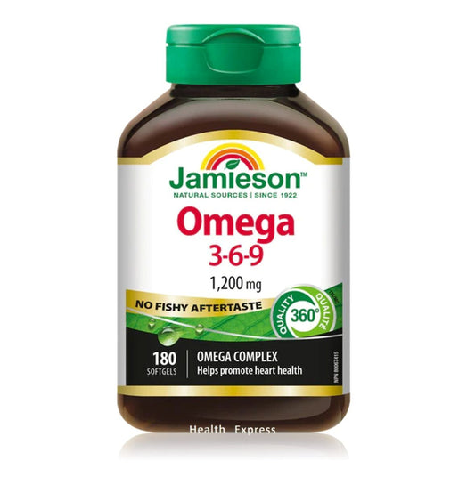 Jamieson 金裝特強健心奧米加 3-6-9 (1200 毫克) 180 粒 (包裝隨機提供) [平行進口]