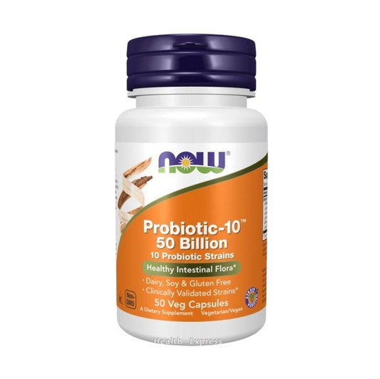 NOW Foods Probiotic-10 50 Billion, 50 Veg Capsules - Gut & Digestive Health, Immunity, Bifidobacterium