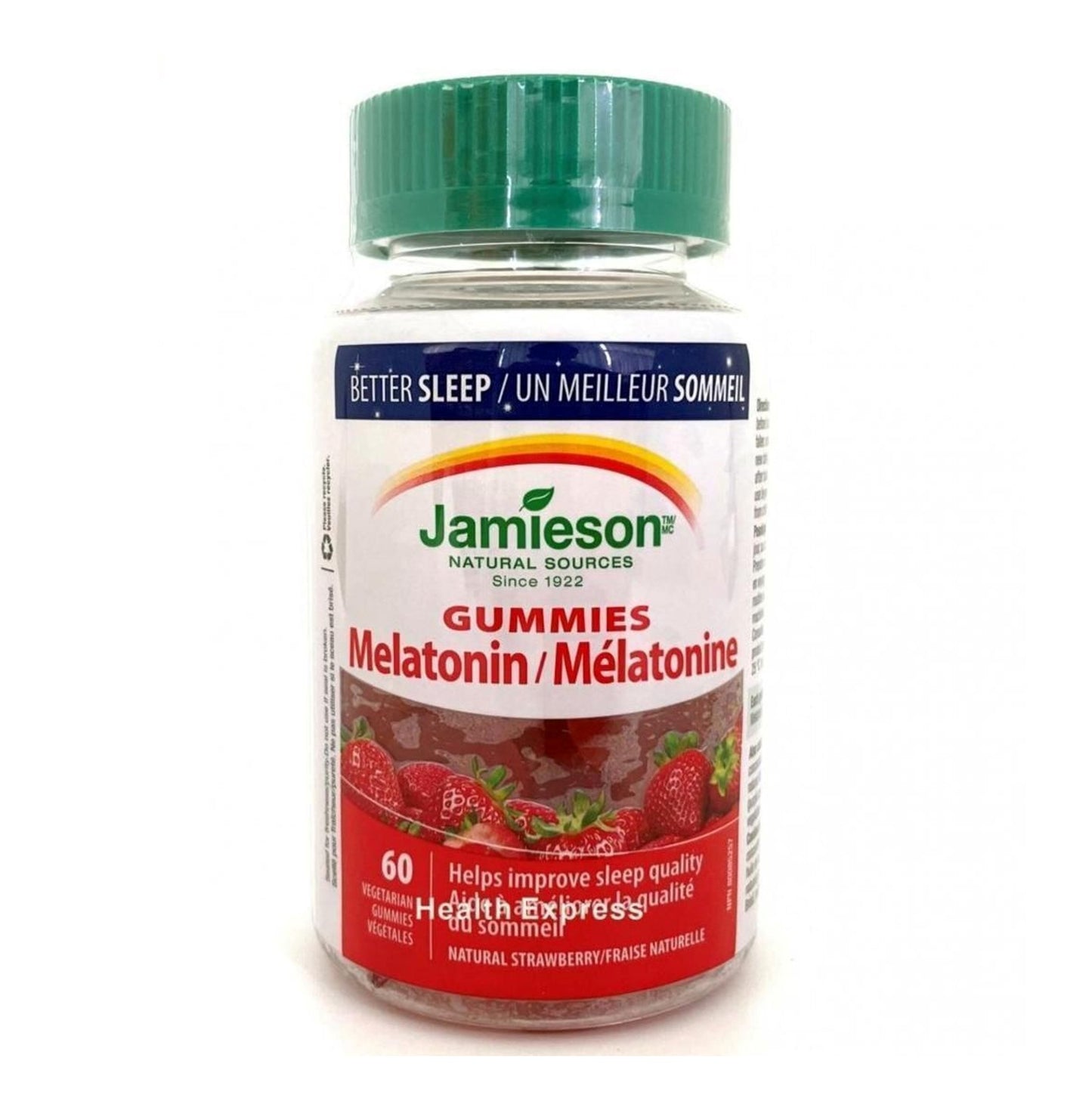 Jamieson 天然甜睡 褪黑素軟糖 (2.5 毫克) 士多啤梨味 60 粒 (包裝隨機提供)[平行進口]