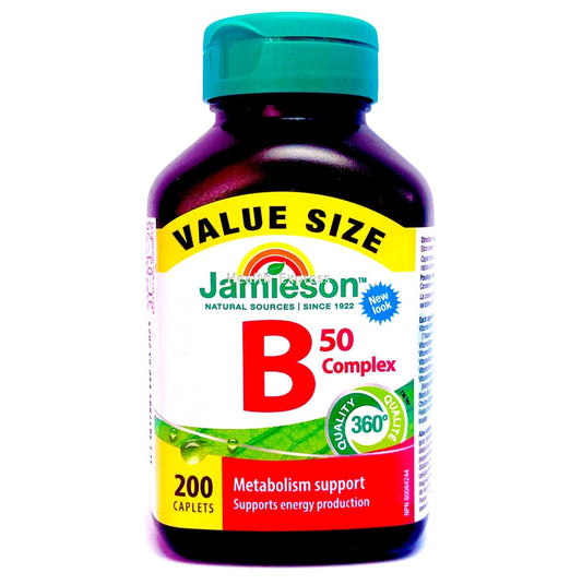 Jamieson 天然維他命 B 雜 50 超值加量裝 200 粒 (包裝隨機提供) [平行進口]