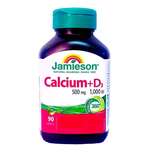 Jamieson 鈣 500 + 維他命 D3 90 粒 (兩款包裝隨機提供) [平行進口]