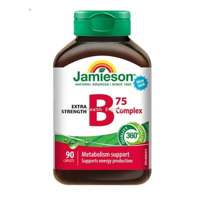 Jamieson 特強維他命 B 雜 75 營養補充劑 90 粒 (包裝隨機提供)[平行進口] 此日期前最佳:2026年07月31日